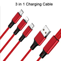 3 in 1 charging cable with USB C USB Type c Micro lightning