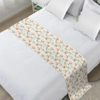 Retro Flowers Leaves And Buds Bed Runner Luxury Hotel Bed Tail Scarf Decorative Cloth Home Bed Flag Table Runner