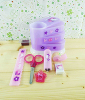 【震撼精品百貨】Hello Kitty 凱蒂貓~文具組附盒-紫愛心