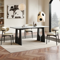 中古風實木餐桌椅2024新款法式復古黑色網紅小戶型日式奶油系客廳