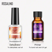 Rosalind Nail Primer And Dehydrator Set For Manicure Magic Remover Nail Polish BaseTop Matt Long Lasting Gel Lacquer Kit 15ML