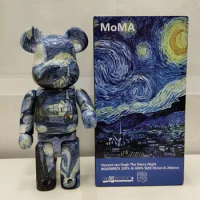 BE@RBRICK 400% Van Gogh Star Moon Night oil Painting Pattern Bearbrick 28cm Color Packaging Box Packag MoMA Plastic Teddy Bear