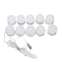 Bộ đèn gương USB cho bàn trang điểm, bóng đèn LED phong cách Hollywood