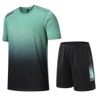 Summer Outdoor Tracksuit Patchwork O Neck TShirt Fashion Shorts Sports Suit Men Running Fitness Jogging Compression Workout Sets