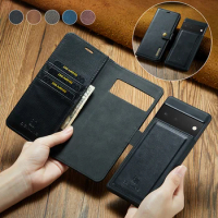 Handbag Wallet Case For Google Pixel 6 7 8 Pro Detachable Magnetic Cards Slot Leather Phone Cover For Google Pixel 5A 6A 7A 5G