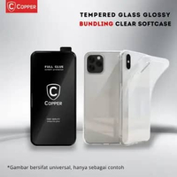 COPPER Tempered Glass BUNDLING Clear Soft Case - For Oppo A54 / A74 / Reno5 F / Reno6 4g TG HD Anti 