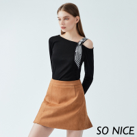 SO NICE 麂皮造型短裙