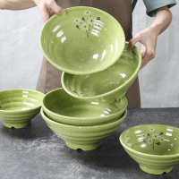 Bát mì melamine chống vỡ dày hoa lớn bát súp Bát nhựa thực phẩm Bộ đồ ăn 7/8/9 inch