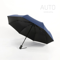 黑膠雨傘 阻擋艷陽 自動傘 晴雨兩用 一鍵自動開收 摺疊傘 折傘-藏青(雨傘)