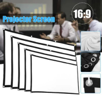 DIY Projector Screen 60/100/150 inch Home Cinema Projector 4k 3D HD Projection Curtain Polyester Screen with installation Hooks.