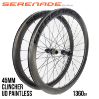 Serenade-Bike Wheel Set, Carbon Road Gravel Center Lock Disc Brake, Front and Rear Wheelset, Asymmetric Clincher Rims, 45mm 700C