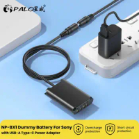 PALO NP-BX1 Dummy Battery with USB-A Type-C Power Adapter DC Coupler for Sony ZV-1 RX100 M7 M6 M5 RX1R HX50 HX90 HX300 HX400