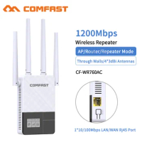 Repetidor De Sinal 1200Mbps WiFi Repeater Amplifer Signal Booster 2.4GHz 5G Wi-Fi Range Extender Antenna Repetiteur Puissant