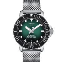TISSOT天梭 官方授權 Seastar 海星300米潛水機械錶(T1204071109100)綠-43mm
