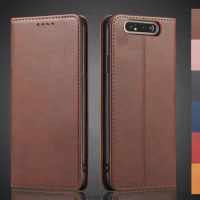 Magnetic attraction Leather Case for Samsung Galaxy A80 A805F A805N Holster Flip Cover Case Wallet Phone Bags Fundas Coque