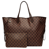 LV N40597經典NEVERFULL GM Damier棋盤格印花帆布肩背包