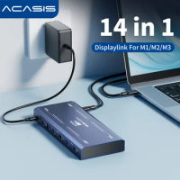 Acasis Type-C 3.1 Hub 14 in 1 Docking Station Displaylink Type-C To HDMI For M1/M2/M3 4K 60HZ Display Expansion Mode PD 100W Hub