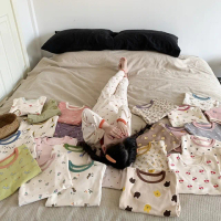 【橘魔法】滾邊滿印磨毛居家服套裝(長袖 長褲 睡衣 男童 女童 大童 兒童 童裝 內搭衣 上衣 衛生衣 保暖)