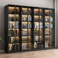 Bookshelf modern simple glass door bookcase customized shelf combination floor wall display cabinet light luxury hand cabinet