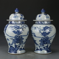 大清康熙青花戰將紋將軍罐 包老瓷器 舊貨老貨 古董古玩 收藏品