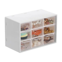 Desk Storage Organizer With 9 Drawers Stackable Craft Drawer Cabinet 3-Tier Small Desktop Storage Box Wall-Mounted Storage Box