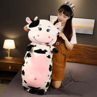 Boneka Guling Karakter Sapi Jumbo Ukuran 80 Cm Bahan Yelvo Lembut Coaok Untuk Teman Tidur Anak Terla
