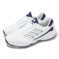 【adidas 愛迪達】高爾夫球鞋 ZG23 男鞋 白 藍 輕量 皮革 避震 鞋釘 高球 運動鞋 愛迪達(HP2224)