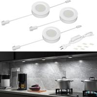 WOBANE Hardwired Under Cabinet LightsLinkable LED Puck Lighting with SwitchDIY Under Counter Light f