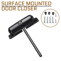 Automatic Door Closer Gate Surface Mounted Outdoor Spring Elastic Loaded Adjustable Door Closer Black