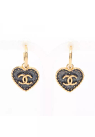 Chanel Pre-Loved Chanel coco mark denim earrings GP gold blue I24P