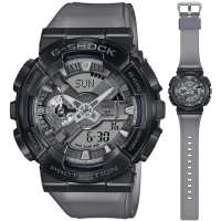 【CASIO 卡西歐】G-SHOCK 夜霧迷幻工業風半透明雙顯手錶 情人節 禮物(GM-110MF-1A)