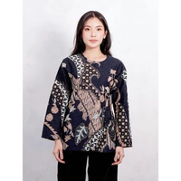 Swipe Up Batik Wanita Modern Lengan Panjang Akai Navy Cream XL Akai Wanita NavyCr
