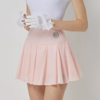 BLKTEE Golf Women Pleated Skirt Fahion Slim Breathable High Waisted Short Skort with Inner Shorts Breathable Mini Dress