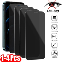 1-4Pcs Privacy Screen Protectors for IPhone 12 13 Pro Max Mini 7 8 Plus Anti-spy Tempered Glass for IPhone 14 MAX XS XR X 11 Pro