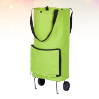 Pulling Wheel Market Trolley Oxford Cloth Grocery Tote with Wheels Folding Shopping Cart Bag