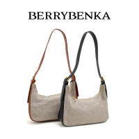 Berrybenka - Tas Bahu Wanita Tekka Ane Shoulder Bag Kanvas Polos Hitam Cokelat