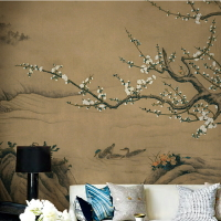 定制壁畫現代中式電視背景墻臥室客廳書房山水風景古風水墨畫壁紙