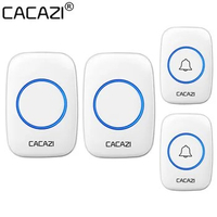 CACAZI 36 Chimes 110DB 300M Waterproof Wireless Doorbell Remote Battery powered Newest Smart Door Bell 1 2 Button 1 2 Receiver