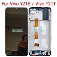 Black 6.51inch For Vivo Y21E V2140 / Y21T V2135 Full LCD Display Touch Screen Digitizer Panel Assembly With Frame