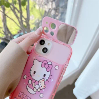 Hello Kitty Sanrios Anime Cosmetic Mirror Phone Case Apple Iphone14 13 12 11 Pro Max X Xr Xs Plus Soft Tpu Shockproof Cover Case