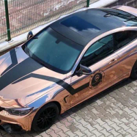 Stretchable Chrome Mirror Rose Gold Vinyl Wrap Car Sticker Adhesive Decal DIY Car Wrapping Foil Air Release