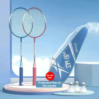 1set Ultra-Light Badminton Racket Set Single And Double Racket Durable Badminton Racket Set Unisex Adults Students