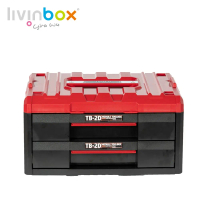 【livinbox 樹德】TB-2D 職人旗艦重載雙抽屜工具箱 -紅黑色