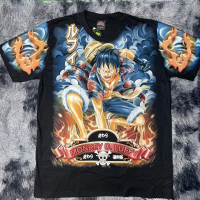 เสื้อยืด OVP วันพีซ Luffy Gear 2 ร่างไฟ (เรืองแสง ป้าย RockTees) ผ้าคอตตอน 100 ผู้ชาย Man Clothing