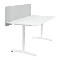 meja dengan penyekat, putih/abu-abu, 160x80 48 cm