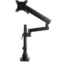 Integrated Cable Management Pole Mount Full Motion Single Arm Desk Mount Monitor Arm with 2x USB 3.0 Ports