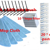 20*side Brush+10*hepa Filter+10*Mop Cloth+20*magic paste for ilife v5s ilife v5 pro ilife x5 V3+V5 V3 v5pro vacuum cleaner parts