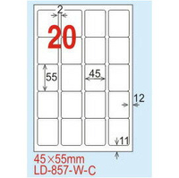 【龍德】LD-857(圓角) 雷射、影印專用標籤-紅銅板 45x55mm 20大張/包