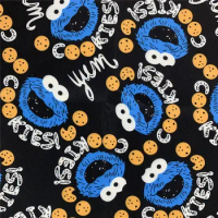 50x145cm Black Cookie Monster Polyester Cotton Fabric for baby shirt Hometextile Mask Slipcover Cushion Mask DIY Material