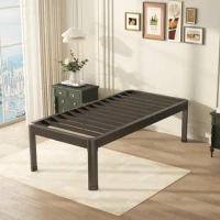 14 Inch Queen Bed Frame with Round Corner Edge Legs 3500 lbs Heavy Duty Metal Platform Bed Frame Queen Size Steel Slats Support